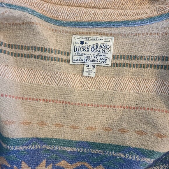 Lucky Brand Southwestern Navajo Print Chamois Flannel Shirt Jacket Mens XL - Picture 6 of 8